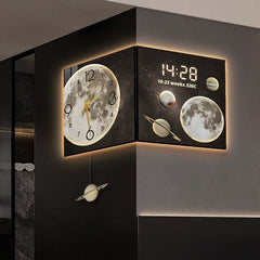 Ecke Wanduhr Wohnzimmer Digital Display Wand-montiert Atmosphäre