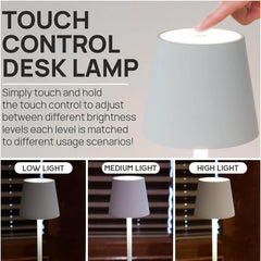 Lampe de bureau en métal rechargeable sans fil à commande tactile, veilleuse à intensité variable