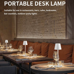 Lampe de bureau en métal rechargeable sans fil à commande tactile, veilleuse à intensité variable