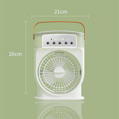 Tragbarer USB-Klimaanlagen-Lüfter mit 5 Sprays, 7 Farblicht, 600 ml Wassertank, Sprühnebel, Luftkühler, Luftbefeuchter