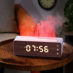 Neu Flamme Luftbefeuchter Aromatherapie Maschine Bunte Simulation Holzmaserung Uhr Luftbefeuchter Duft Expander