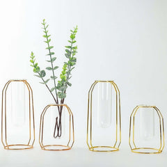 Hydroponische Vase aus Glas, Draht, Metall, geometrische Schmiedeeisenvase