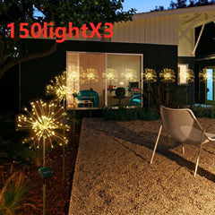 New Ground Plug Solar Fireworks Light LED Light String Copper Wire Outdoor Garden Decoration Star Lights Christmas Lights
