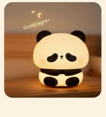 Panda LED Night Light Cute Silicone Night Light USB Rechargeable Touch Night Lamp Bedroom Timing Lamp Decoration Children's Gift Home Decor