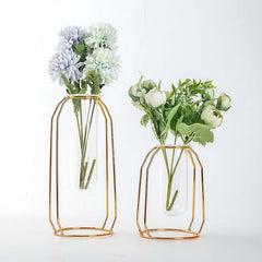 Hydroponische Vase aus Glas, Draht, Metall, geometrische Schmiedeeisenvase