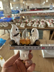 Ghost Campfire Flickering Nightlight 2 Ghosts Roasting Plug Wall Spooky Fire Marshmallow Night Light For Halloween Decor