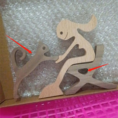 DIY Figurine Holz Hund Ornament Skulptur Home Dekoration EIN Mann EIN Hund Holz Skulptur Weihnachten Geschenke Modell Dekor