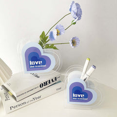 Niedliche Herzvase aus Acryl, Stifthalter, Tischdekoration