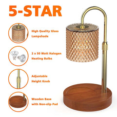 RAINBEAN Candle Warmer Lamp, Adjustable Height Electric Candle Warmer with Timer & Dimmer