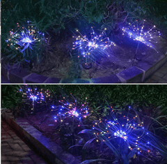 New Ground Plug Solar Fireworks Light LED Light String Copper Wire Outdoor Garden Decoration Star Lights Christmas Lights