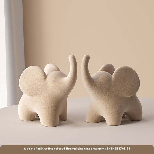 Moderne minimalistische beflockte Elefanten-Dekorationen in kleinen Größen