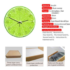Lime Fruit Wanduhr Arbeitszimmer und Schlafzimmer Wohnzimmer Acryl Uhr