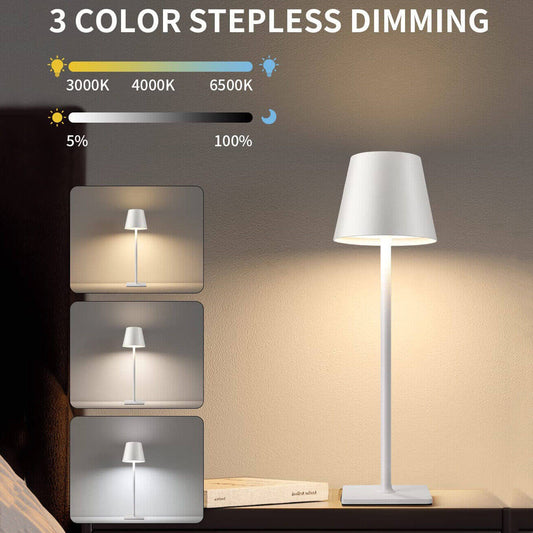 Lampe de bureau en métal rechargeable sans fil à commande tactile, veilleuse à intensité variable