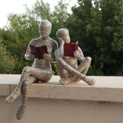 Statue de femme lisante et penseur en résine, décoration de maison, sculpture de personnage, décoration de maison, ornement d'étagère