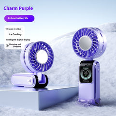 Creative Digital Display Refrigeration Ice Compress Turbine High-speed Handheld Fan