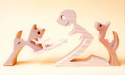 DIY Figurine Holz Hund Ornament Skulptur Home Dekoration EIN Mann EIN Hund Holz Skulptur Weihnachten Geschenke Modell Dekor