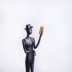 Metal Black Cast Aluminum Elegant Reading Woman Desktop Sculpture