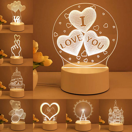 Lampe 3D en acrylique USB LED, veilleuse en forme de néon, décoration de maison pour noël, décoration de chambre, cadeaux de saint valentin