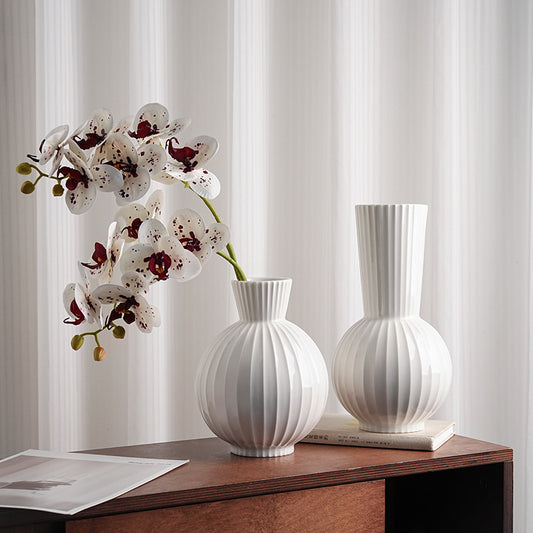 High-grade Living Room Table Decoration White American Striped Ceramic Vase
