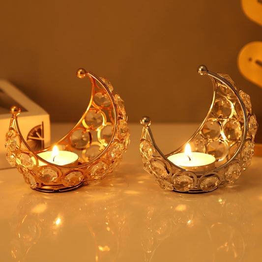 Moon Candlestick Decoration Diamond-embedded Aromatherapy Table Ornament