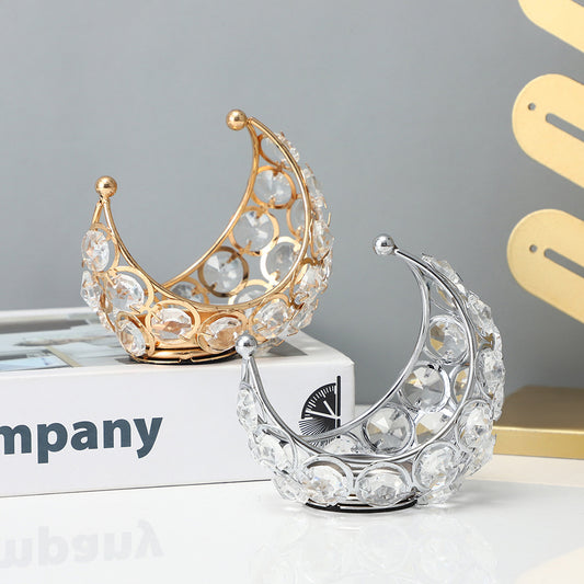 Moon Candlestick Decoration Diamond-embedded Aromatherapy Table Ornament