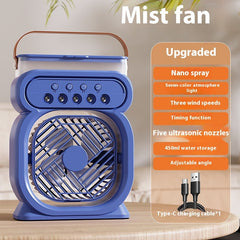 3-in-1-tragbare Klimaanlage, Verdunstungsluftkühler, LED-Nachtlichter, 3 Geschwindigkeiten, Luftbefeuchter, Ventilator für das Home Office