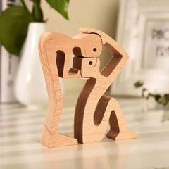 DIY Figurine Holz Hund Ornament Skulptur Home Dekoration EIN Mann EIN Hund Holz Skulptur Weihnachten Geschenke Modell Dekor