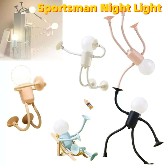 Veränderbare Form Lustiges Sportler-Nachtlicht Vielseitige Lampe Kreative Lustige Schrullige Knopfbatterie Schreibtischlampe Ornament Vakuumsauger