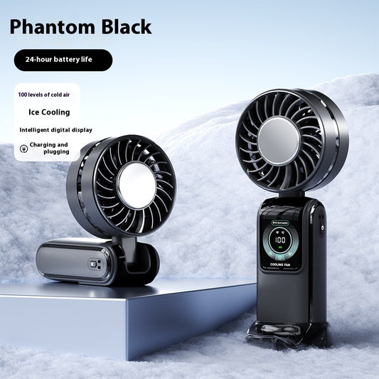 Creative Digital Display Refrigeration Ice Compress Turbine High-speed Handheld Fan