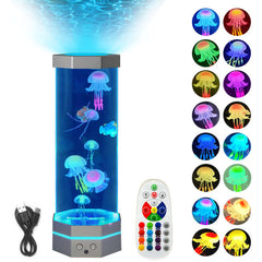 Jellyfish Lava Lamp, 17 Colors Changing, 15-inch Jellyfish Lamp with Remote Control