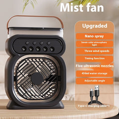 3-in-1-tragbare Klimaanlage, Verdunstungsluftkühler, LED-Nachtlichter, 3 Geschwindigkeiten, Luftbefeuchter, Ventilator für das Home Office