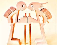 DIY Figurine Holz Hund Ornament Skulptur Home Dekoration EIN Mann EIN Hund Holz Skulptur Weihnachten Geschenke Modell Dekor