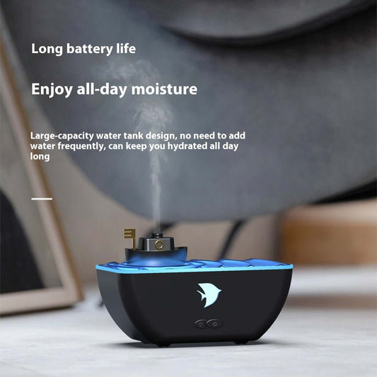 Diffuseur d'arômes de bateau, lampe de nuit colorée dégradée, humidificateur