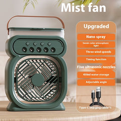 3-in-1-tragbare Klimaanlage, Verdunstungsluftkühler, LED-Nachtlichter, 3 Geschwindigkeiten, Luftbefeuchter, Ventilator für das Home Office