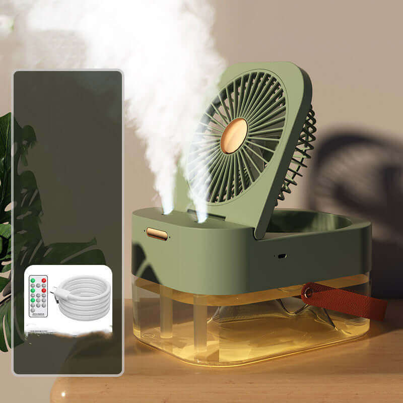 Luftbefeuchter-Sprühventilator, tragbarer Ventilator, Luftkühler, Luftbefeuchter, USB-Nebelventilator, Desktop-Ventilator mit Nachtlicht für das Haushaltsgerät im Sommer