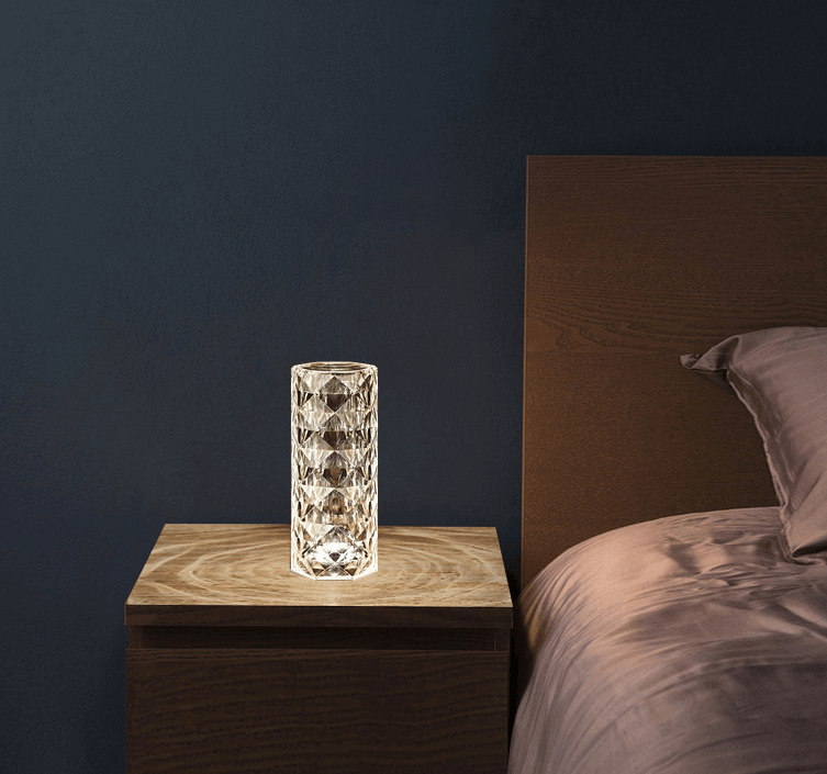 Nordic Kristall Lampe USB Tisch Lampen Schlafzimmer Touch Dimmen Atmosphäre Diamant Nachtlicht Rose Projektor Lampe Dekor