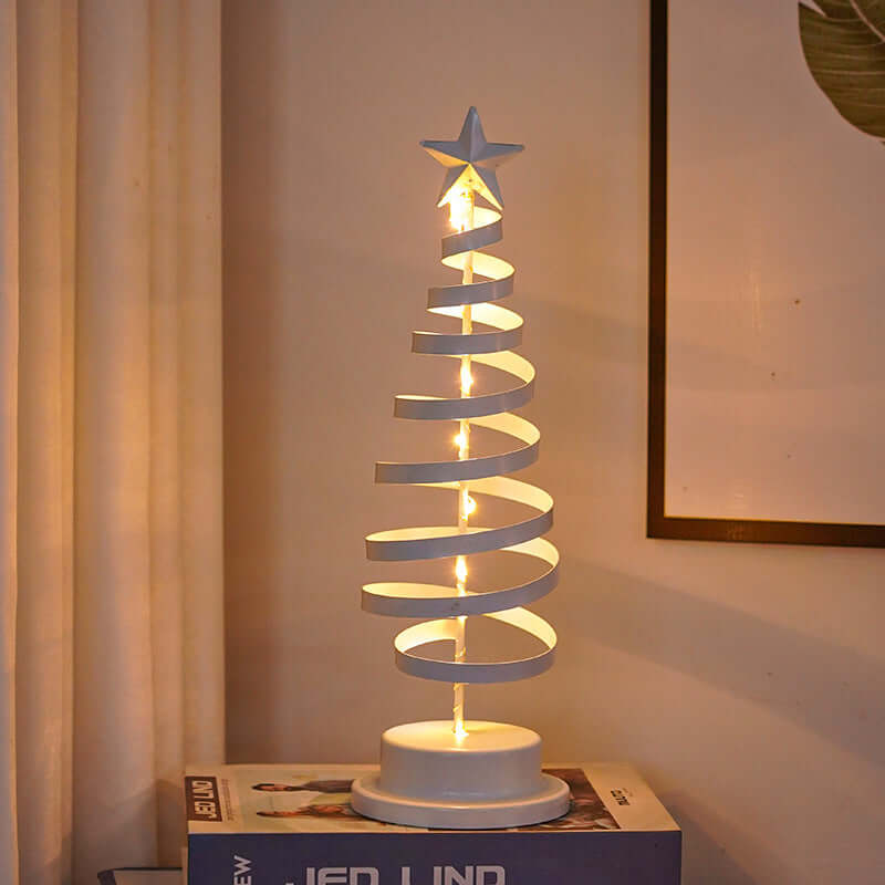 Lampe de table en spirale pour sapin de Noël à LED, ornement en fer forgé, lampe de bureau pour chambre à coucher, veilleuse d'ambiance de Noël