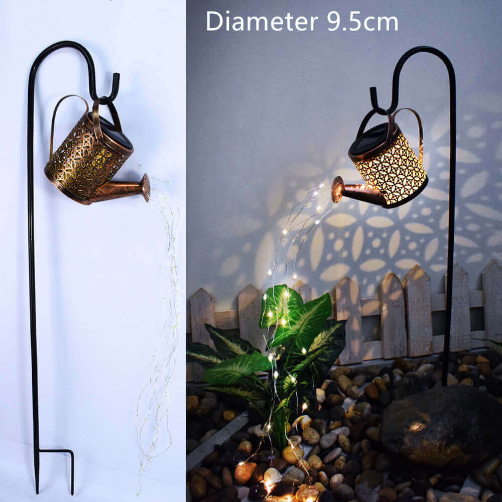 Verzauberte Gießkanne Outdoor Solar Gießkanne Ornament Lampe Garten Kunst Licht Dekoration Hohl-out Eisen Dusche LED Lichter