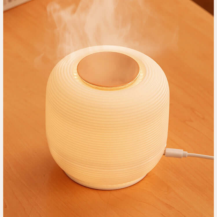 New USB Round Plain White Desktop Aromatherapy Machine Humidifier Creative LED Night Light