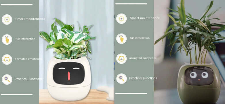 Smart Planter Endloser Spaß Über 49 ausdrucksstarke Ausdrücke 7 intelligente Sensoren und KI-Chips machen das Pflanzenaufziehen einfach und unterhaltsam