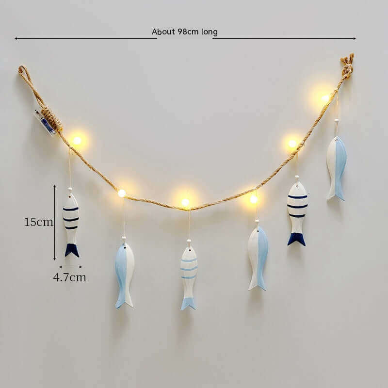 Creative Led Luminous Mediterranean Ocean Style Home Night Light Fish Kebabs Pendant Personalized Indoor Bedroom Decorations