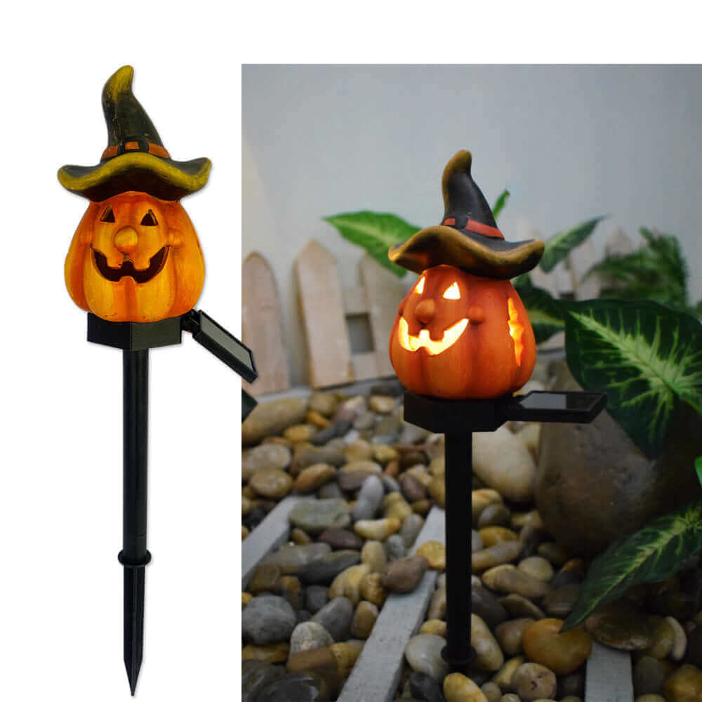 Solar Halloween Outdoor Creative Atmosphere Pumpkin Lamp with Waterproof Wrought Iron Design for Garden Decor