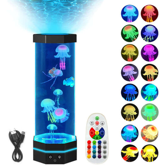 Jellyfish Lava Lamp, 17 Colors Changing, 15-inch Jellyfish Lamp with Remote Control