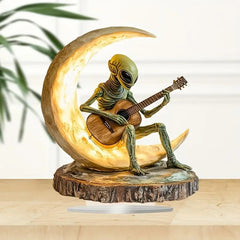 Décorations de bureau à domicile en acrylique Alien Moon Guitarist Ornements