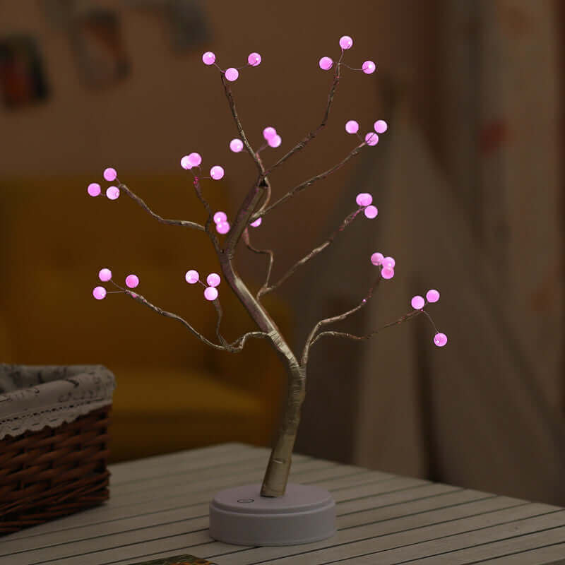 Lampe LED USB en forme d'arbre à feu en fil de cuivre, veilleuse