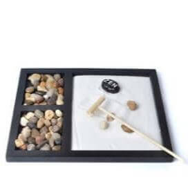 Traditional Japanese Miniature Bamboo Zen Garden Tray for Meditation and Decor