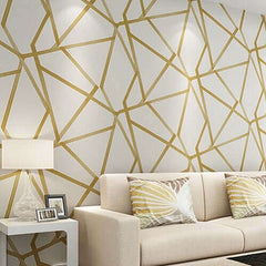 Elegant Geometric Non-Woven Wallpaper - Golden Yellow, Sound-Absorbing, Modern Design