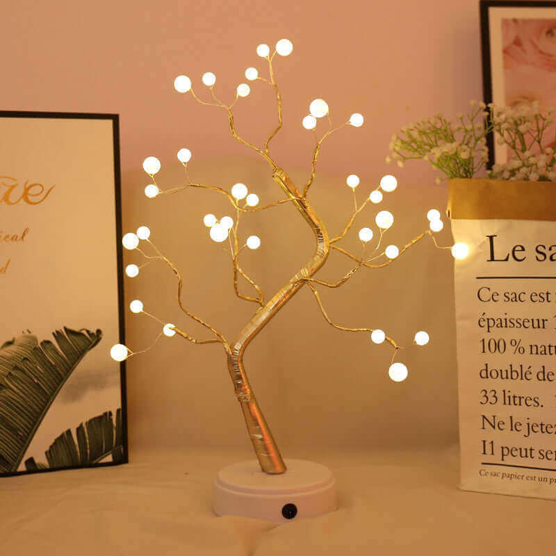 Lampe LED USB en forme d'arbre à feu en fil de cuivre, veilleuse