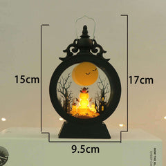 Halloween Retro Candle Portable Storm Lantern with Pumpkin, Castle and Witch Design