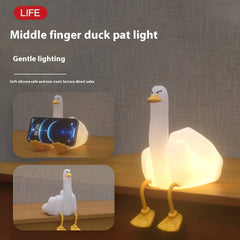 Amazon grenzüberschreitendes kreatives Geschenk Mittelfinger-Ente Kleine Nachtlampe Wiederaufladbares dimmbares Vinyl-Nachtlicht mit kleiner Ente